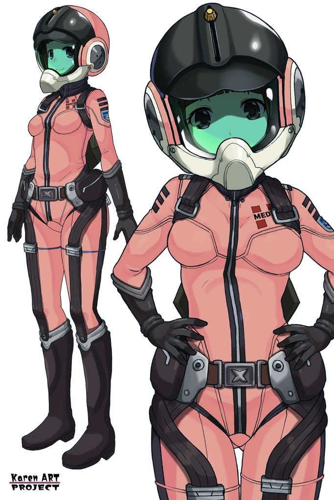ゆりちゃん+原田 真琴のパイロットスーツ【宇宙戦艦ヤマト2199-3】斜め前アングル Diagonal front angle Yuri is wearing Makoto Harada's Pilot Suit【Space Battleship Yamato 2199-3】