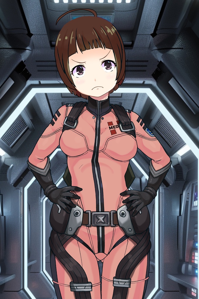 ゆりちゃん+原田 真琴のパイロットスーツ【宇宙戦艦ヤマト2199-3】斜め前アングル Diagonal front angle Yuri is wearing Makoto Harada's Pilot Suit【Space Battleship Yamato 2199-3】