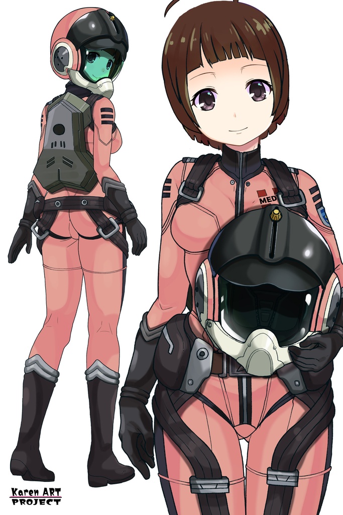 ゆりちゃん+原田 真琴のパイロットスーツ【宇宙戦艦ヤマト2199-3】斜め前アングル Diagonal front angle Yuri is wearing Makoto Harada's Pilot Suit【Space Battleship Yamato 2199-3】
