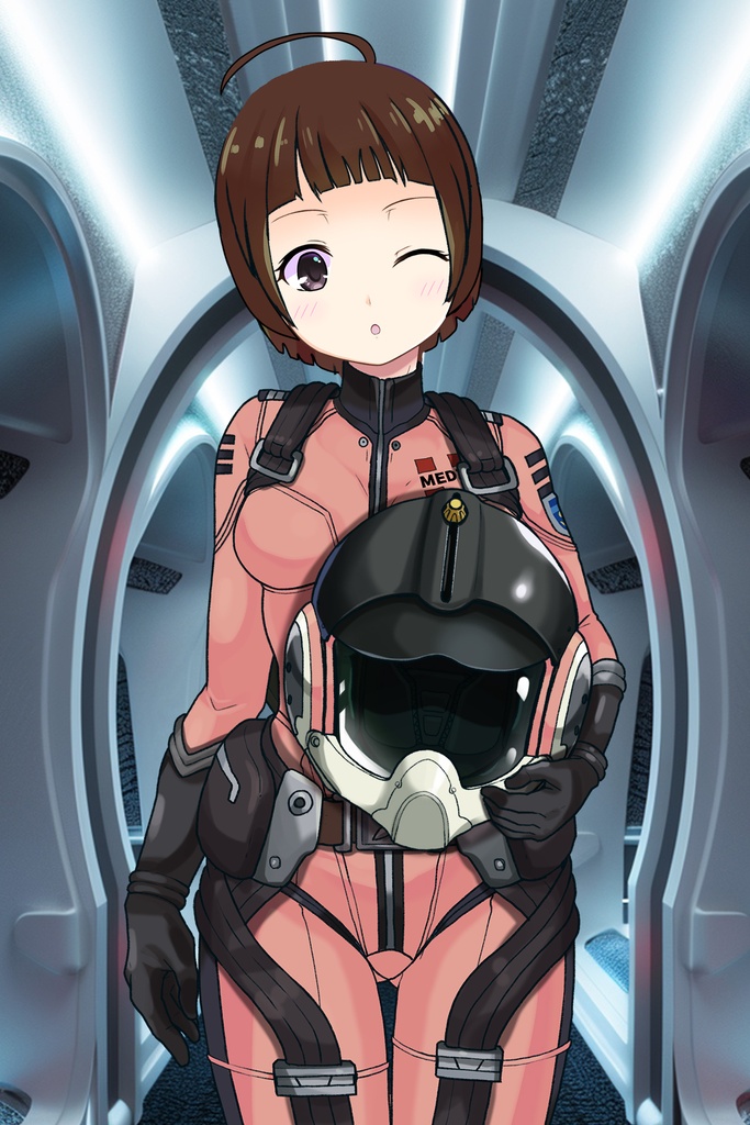 ゆりちゃん+原田 真琴のパイロットスーツ【宇宙戦艦ヤマト2199-3】斜め前アングル Diagonal front angle Yuri is wearing Makoto Harada's Pilot Suit【Space Battleship Yamato 2199-3】