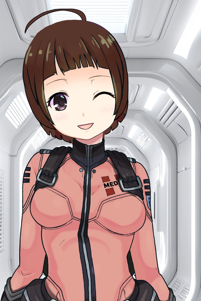 ゆりちゃん+原田 真琴のパイロットスーツ【宇宙戦艦ヤマト2199-3】斜め前アングル Diagonal front angle Yuri is wearing Makoto Harada's Pilot Suit【Space Battleship Yamato 2199-3】