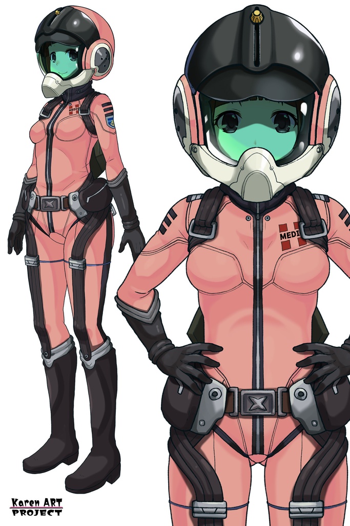 ゆりちゃん+原田 真琴のパイロットスーツ【宇宙戦艦ヤマト2199-4】斜め前アングル Diagonal front angle Yuri is wearing Makoto Harada's Pilot Suit【Space Battleship Yamato 2199-4】