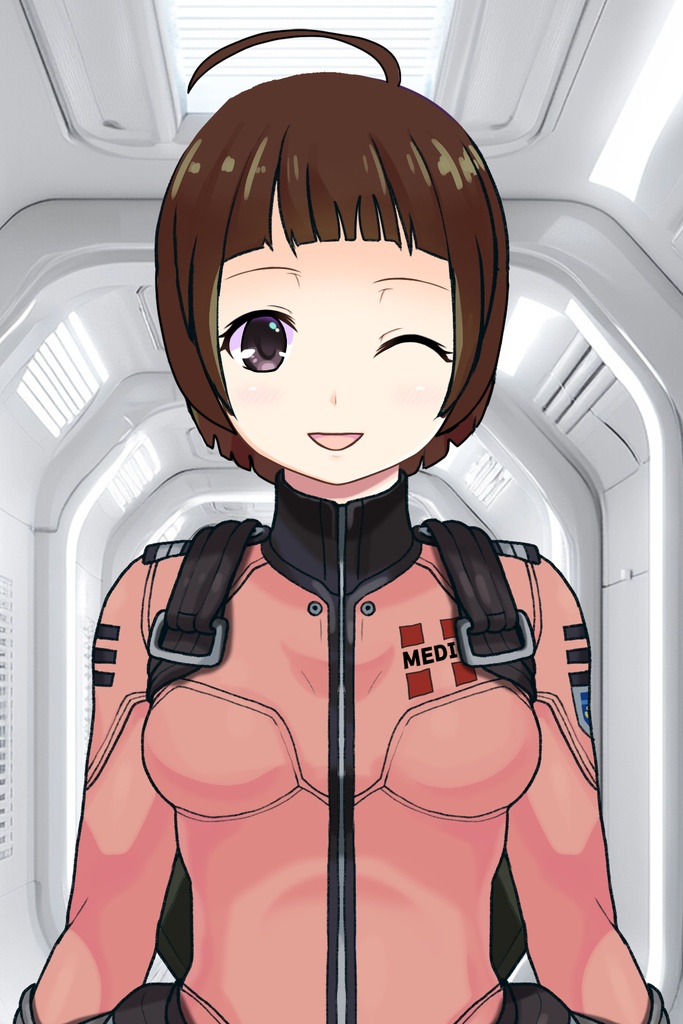 ゆりちゃん+原田 真琴のパイロットスーツ【宇宙戦艦ヤマト2199-4】斜め前アングル Diagonal front angle Yuri is wearing Makoto Harada's Pilot Suit【Space Battleship Yamato 2199-4】