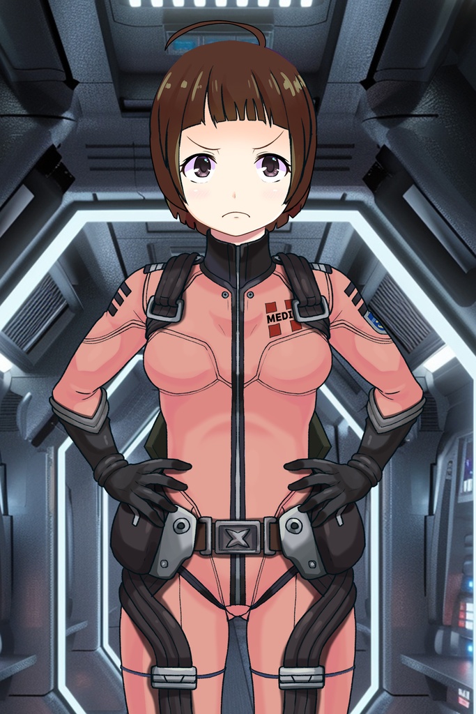 ゆりちゃん+原田 真琴のパイロットスーツ【宇宙戦艦ヤマト2199-4】斜め前アングル Diagonal front angle Yuri is wearing Makoto Harada's Pilot Suit【Space Battleship Yamato 2199-4】