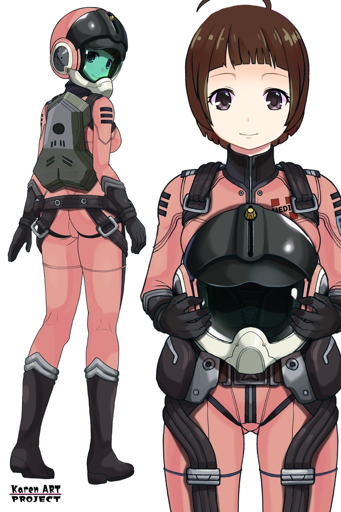 ゆりちゃん+原田 真琴のパイロットスーツ【宇宙戦艦ヤマト2199-4】斜め前アングル Diagonal front angle Yuri is wearing Makoto Harada's Pilot Suit【Space Battleship Yamato 2199-4】