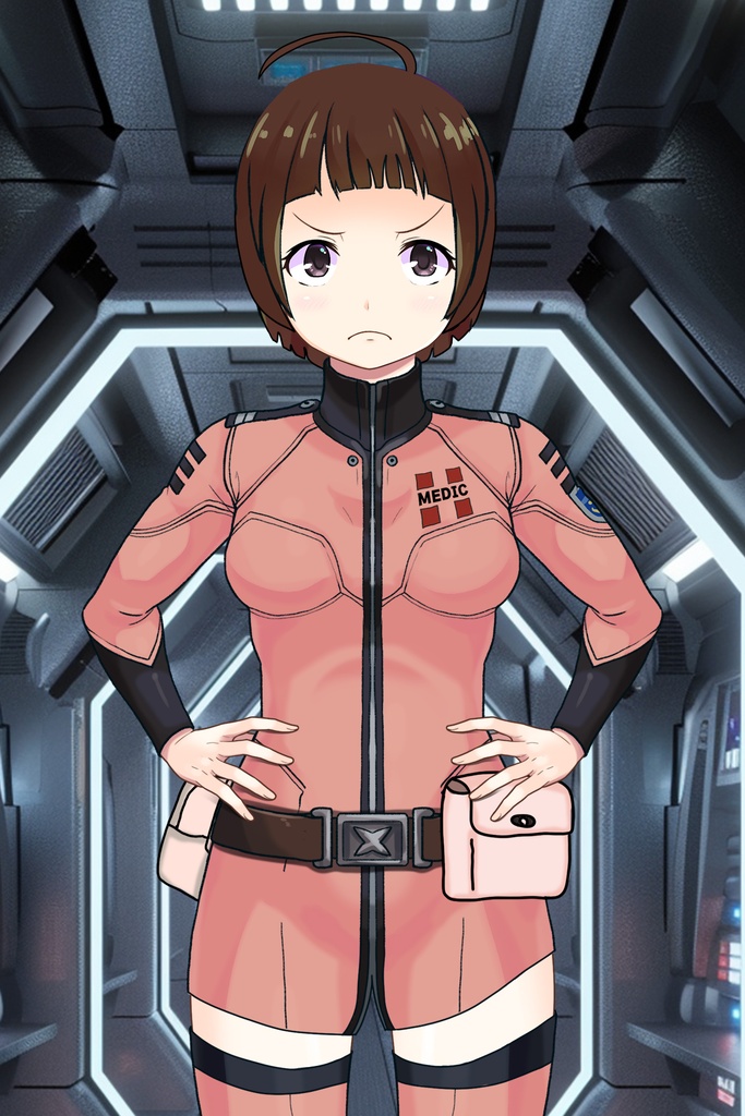 ゆりちゃん+原田 真琴のパイロットスーツ【宇宙戦艦ヤマト2199-4】斜め前アングル Diagonal front angle Yuri is wearing Makoto Harada's Pilot Suit【Space Battleship Yamato 2199-4】