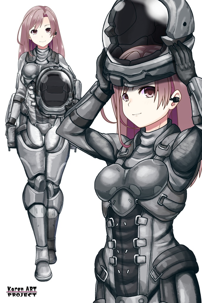 カレンちゃん+別班の犬の防弾スーツ(Karen Hair Version)【別班の犬-1】斜め前アングル Diagonal front angle Karen is wearing Comic's Bulletproof Suit【Ground Self-Defense Force Special Intelligence Agency Invisible Force-1】