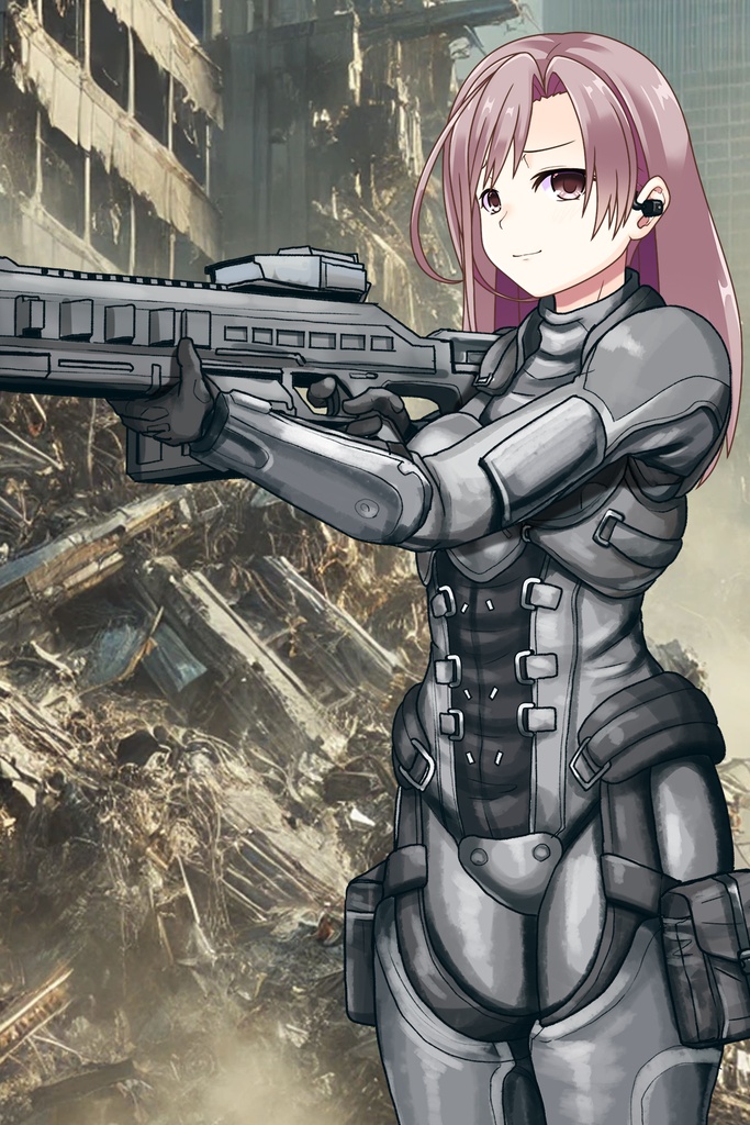 カレンちゃん+別班の犬の防弾スーツ(Karen Hair Version)【別班の犬-1】斜め前アングル Diagonal front angle Karen is wearing Comic's Bulletproof Suit【Ground Self-Defense Force Special Intelligence Agency Invisible Force-1】