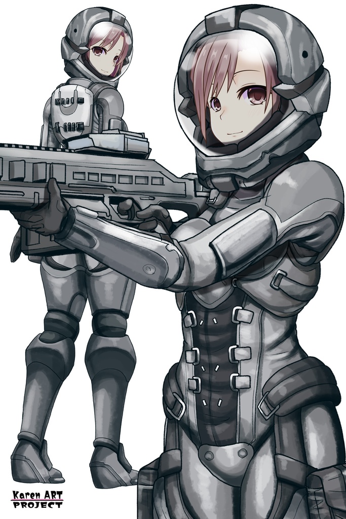 カレンちゃん+別班の犬の防弾スーツ(Karen Hair Version)【別班の犬-1】斜め前アングル Diagonal front angle Karen is wearing Comic's Bulletproof Suit【Ground Self-Defense Force Special Intelligence Agency Invisible Force-1】