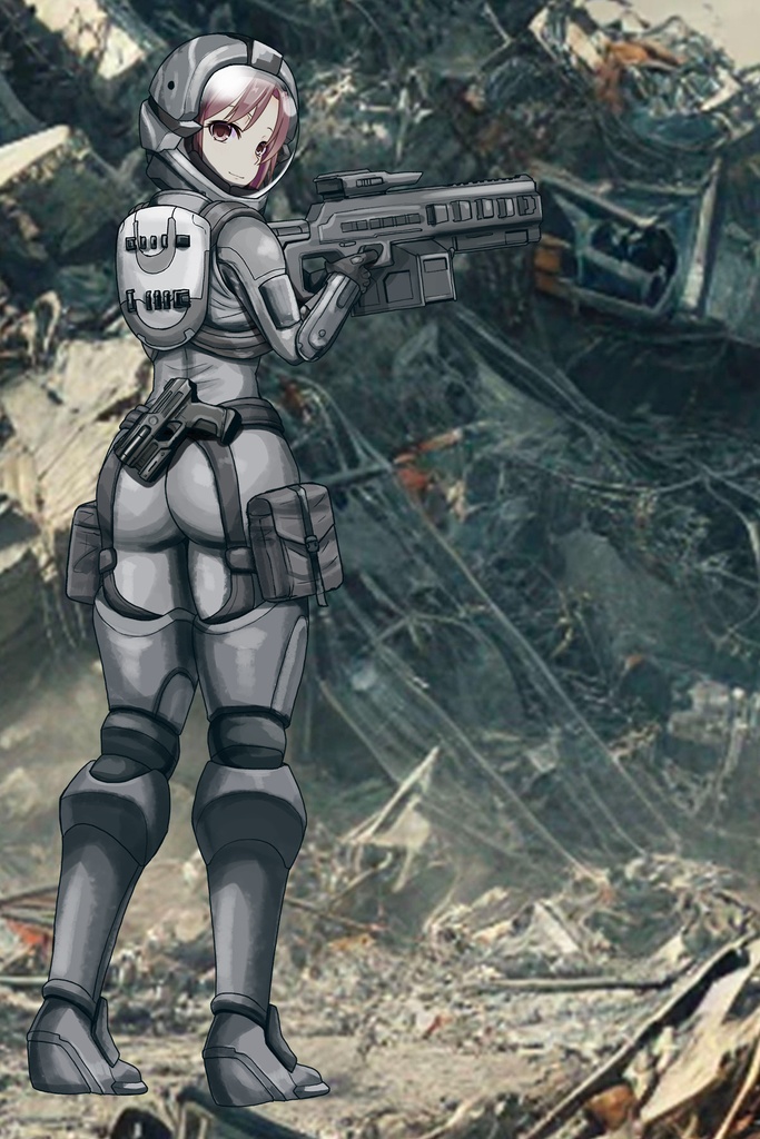 カレンちゃん+別班の犬の防弾スーツ(Karen Hair Version)【別班の犬-2】斜め前アングル Diagonal front angle Karen is wearing Comic's Bulletproof Suit【Ground Self-Defense Force Special Intelligence Agency Invisible Force-2】