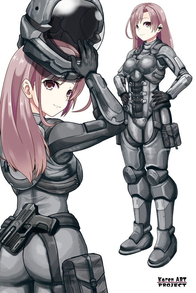 カレンちゃん+別班の犬の防弾スーツ(Karen Hair Version)【別班の犬-2】斜め前アングル Diagonal front angle Karen is wearing Comic's Bulletproof Suit【Ground Self-Defense Force Special Intelligence Agency Invisible Force-2】