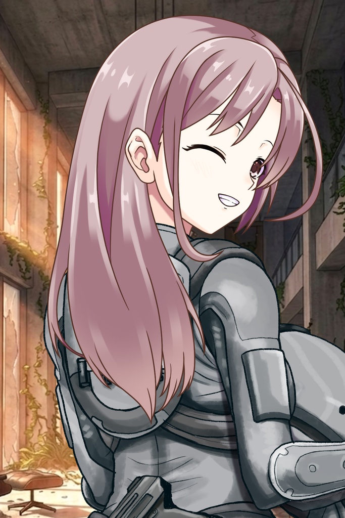 カレンちゃん+別班の犬の防弾スーツ(Karen Hair Version)【別班の犬-2】斜め前アングル Diagonal front angle Karen is wearing Comic's Bulletproof Suit【Ground Self-Defense Force Special Intelligence Agency Invisible Force-2】