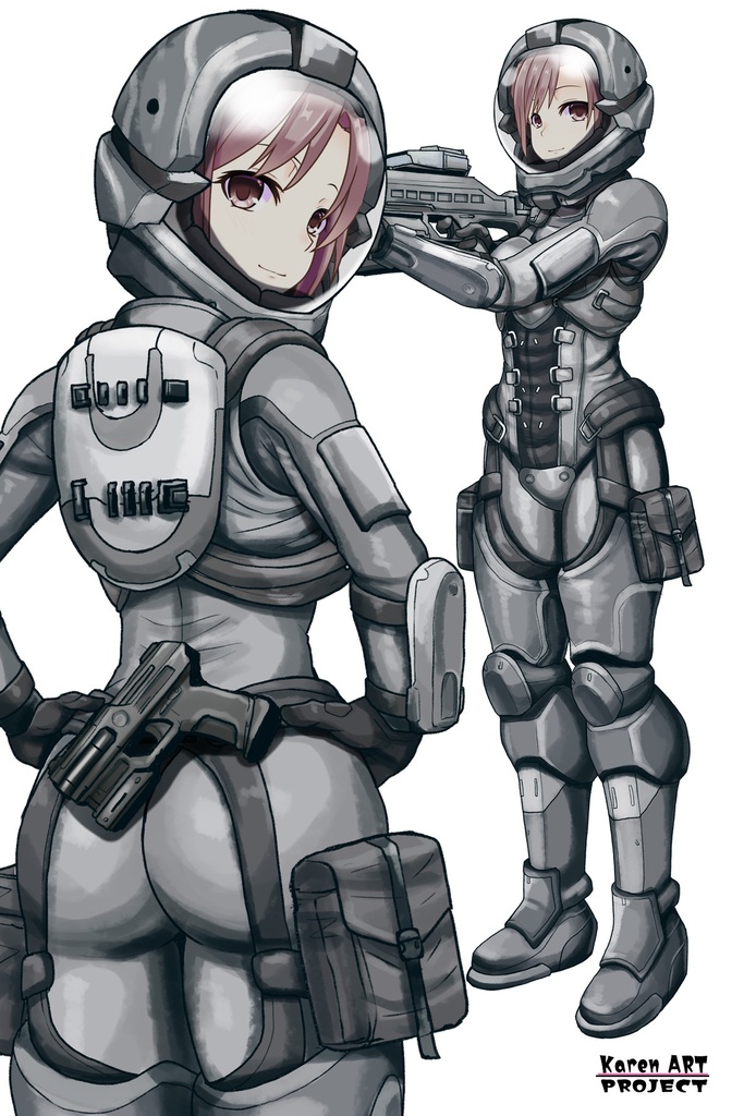 カレンちゃん+別班の犬の防弾スーツ(Karen Hair Version)【別班の犬-2】斜め前アングル Diagonal front angle Karen is wearing Comic's Bulletproof Suit【Ground Self-Defense Force Special Intelligence Agency Invisible Force-2】