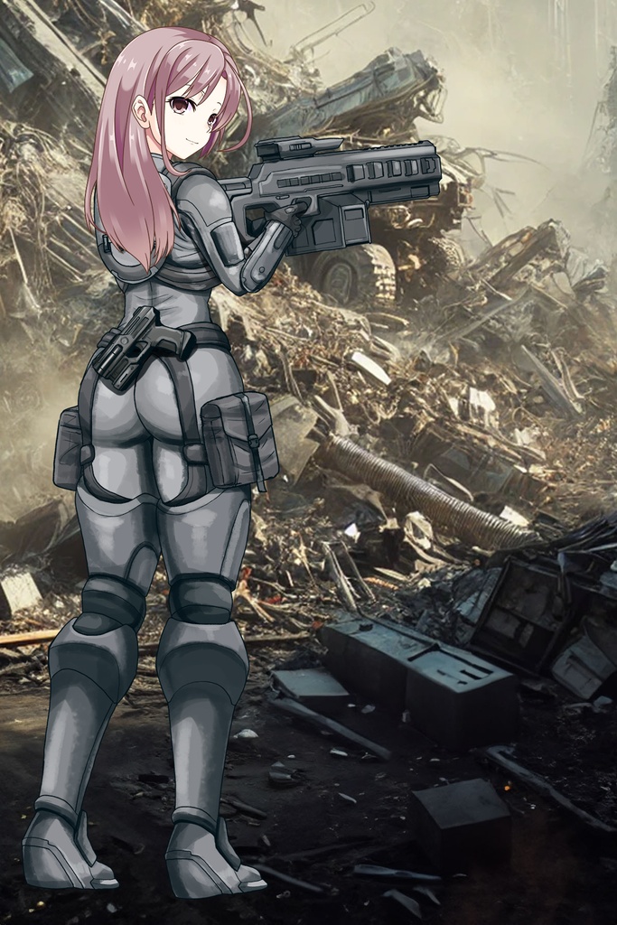 カレンちゃん+別班の犬の防弾スーツ(Karen Hair Version)【別班の犬-2】斜め前アングル Diagonal front angle Karen is wearing Comic's Bulletproof Suit【Ground Self-Defense Force Special Intelligence Agency Invisible Force-2】