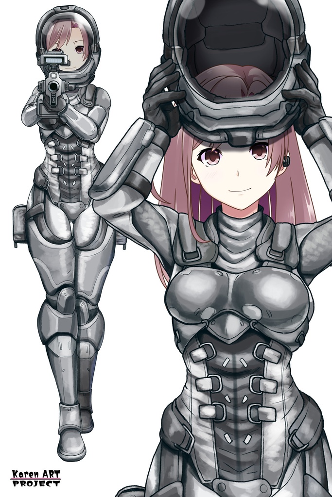 カレンちゃん+別班の犬の防弾スーツ(Karen Hair Version)【別班の犬-3】斜め前アングル Diagonal front angle Karen is wearing Comic's Bulletproof Suit【Ground Self-Defense Force Special Intelligence Agency Invisible Force-3】