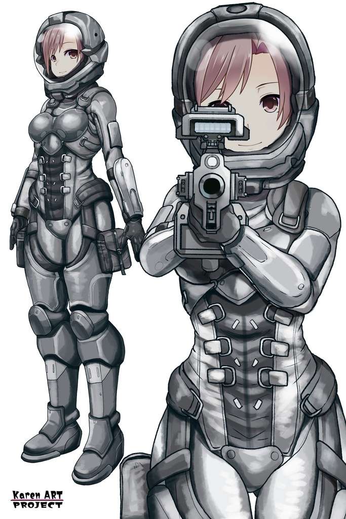 カレンちゃん+別班の犬の防弾スーツ(Karen Hair Version)【別班の犬-3】斜め前アングル Diagonal front angle Karen is wearing Comic's Bulletproof Suit【Ground Self-Defense Force Special Intelligence Agency Invisible Force-3】
