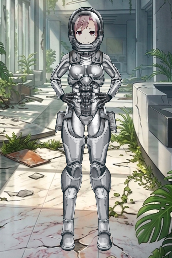 カレンちゃん+別班の犬の防弾スーツ(Karen Hair Version)【別班の犬-4】斜め前アングル Diagonal front angle Karen is wearing Comic's Bulletproof Suit【Ground Self-Defense Force Special Intelligence Agency Invisible Force-4】