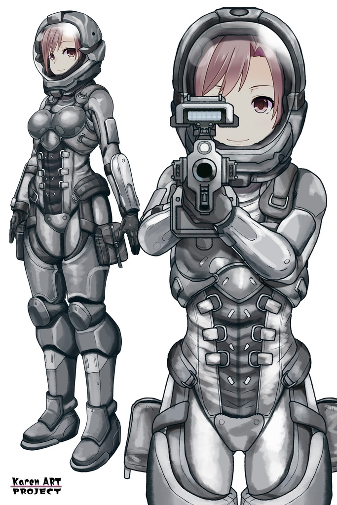カレンちゃん+別班の犬の防弾スーツ(Karen Hair Version)【別班の犬-4】斜め前アングル Diagonal front angle Karen is wearing Comic's Bulletproof Suit【Ground Self-Defense Force Special Intelligence Agency Invisible Force-4】