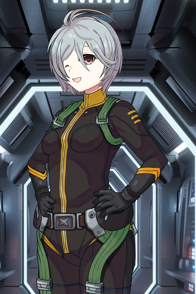 カレンちゃん+山本玲のパイロットスーツ【宇宙戦艦ヤマト2199-1】斜め前アングル Diagonal front angle Karen is wearing Akira Yamamoto's Pilot Suit【Space Battleship Yamato 2199-1】