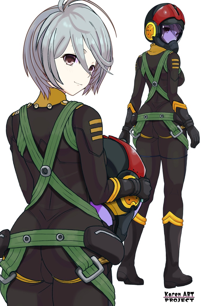 カレンちゃん+山本玲のパイロットスーツ【宇宙戦艦ヤマト2199-2】背面 Back Angle Karen is wearing Akira Yamamoto's Pilot Suit【Space Battleship Yamato 2199-2】