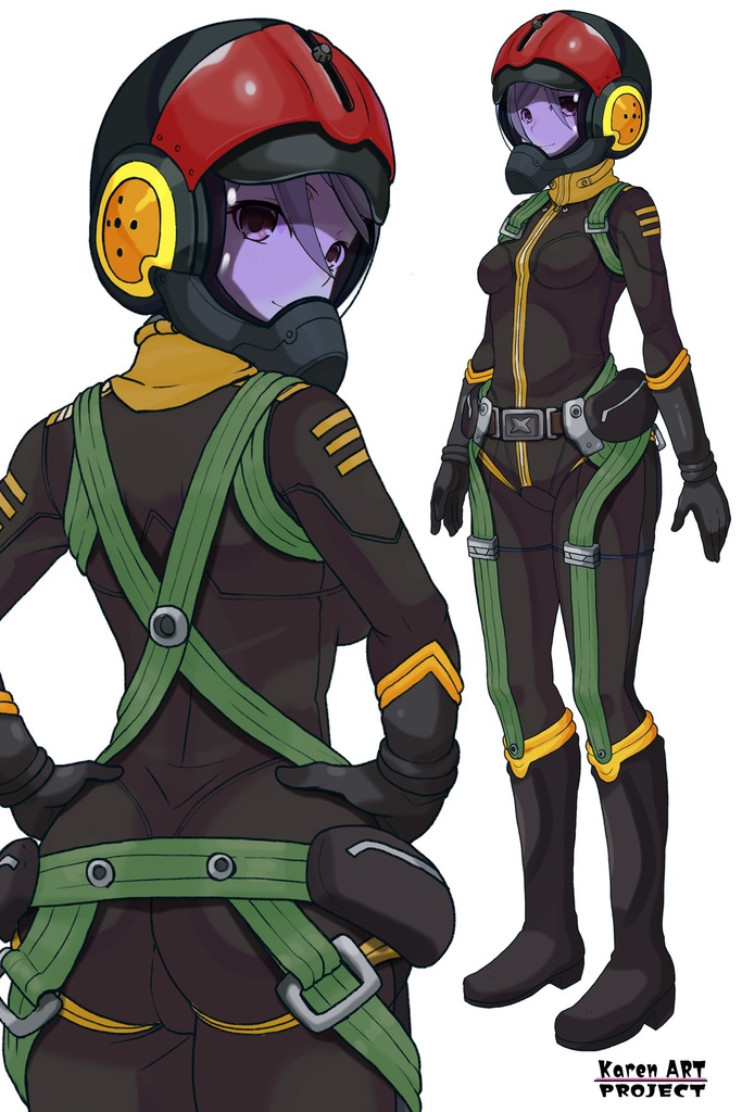 カレンちゃん+山本玲のパイロットスーツ【宇宙戦艦ヤマト2199-2】背面 Back Angle Karen is wearing Akira Yamamoto's Pilot Suit【Space Battleship Yamato 2199-2】
