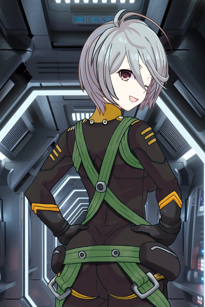カレンちゃん+山本玲のパイロットスーツ【宇宙戦艦ヤマト2199-2】背面 Back Angle Karen is wearing Akira Yamamoto's Pilot Suit【Space Battleship Yamato 2199-2】