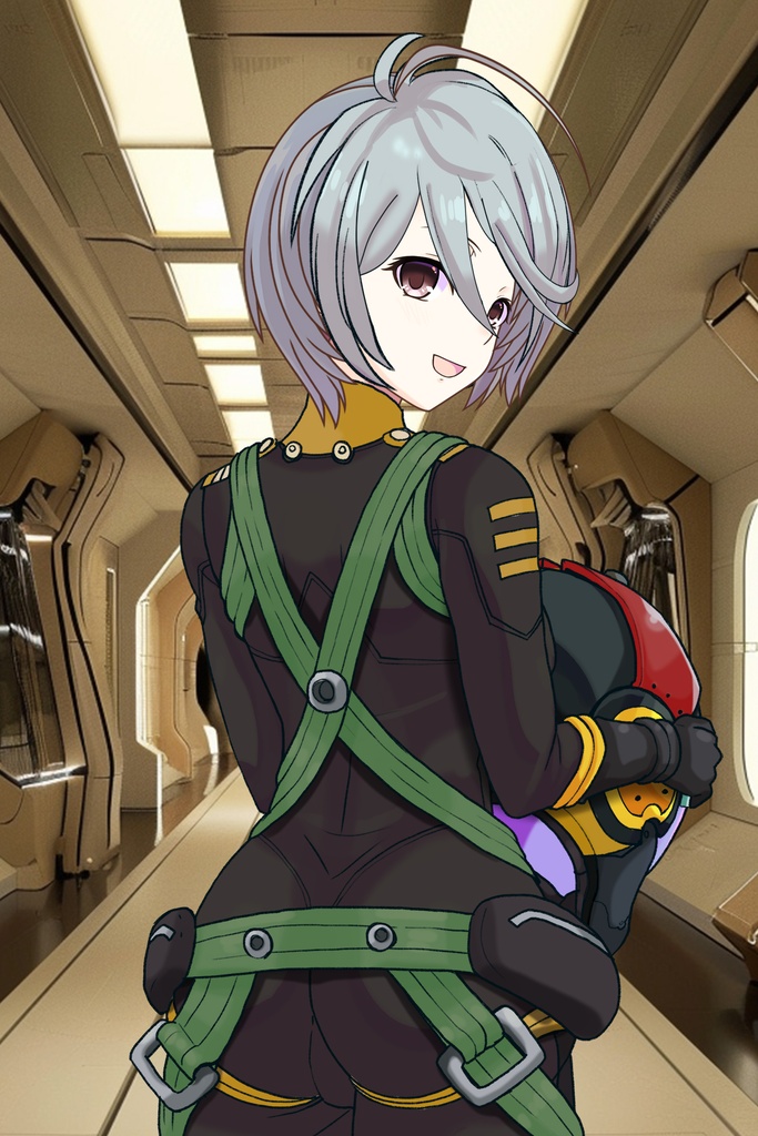 カレンちゃん+山本玲のパイロットスーツ【宇宙戦艦ヤマト2199-2】背面 Back Angle Karen is wearing Akira Yamamoto's Pilot Suit【Space Battleship Yamato 2199-2】