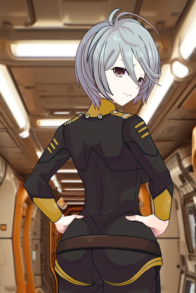 カレンちゃん+山本玲のパイロットスーツ【宇宙戦艦ヤマト2199-2】背面 Back Angle Karen is wearing Akira Yamamoto's Pilot Suit【Space Battleship Yamato 2199-2】