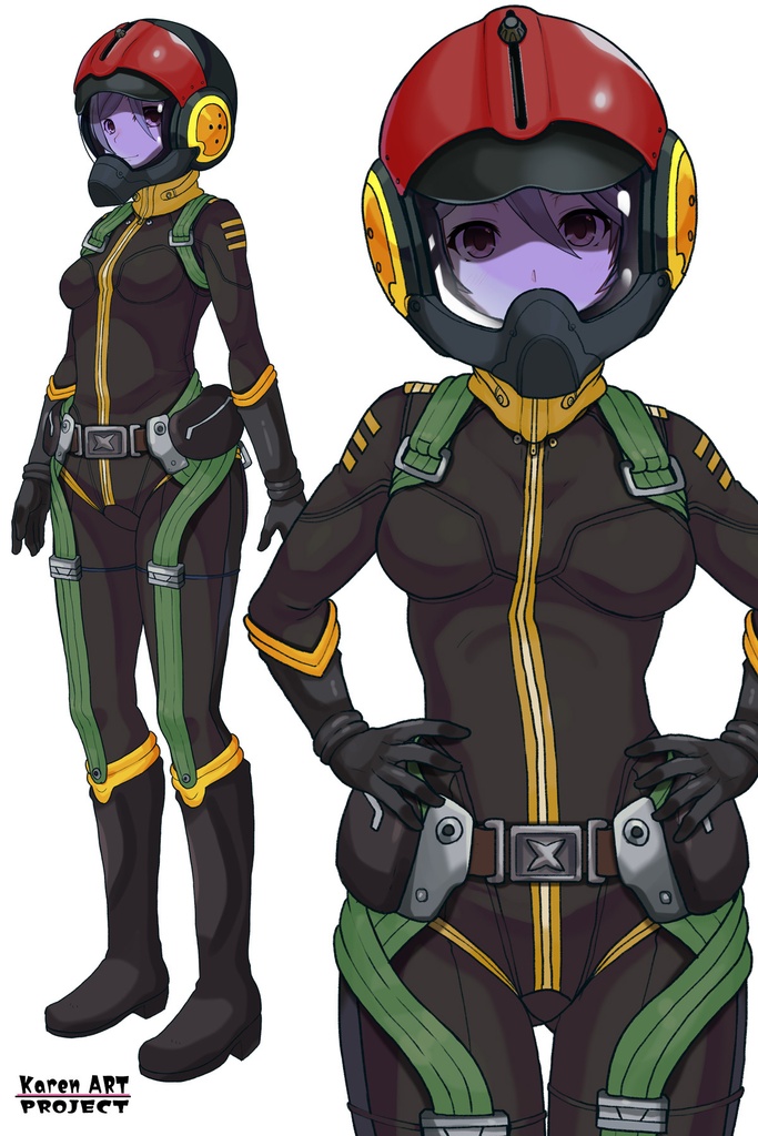 カレンちゃん+山本玲のパイロットスーツ【宇宙戦艦ヤマト2199-3】正面Sポーズ Front S-POSE Karen is wearing Akira Yamamoto's Pilot Suit【Space Battleship Yamato 2199-3】
