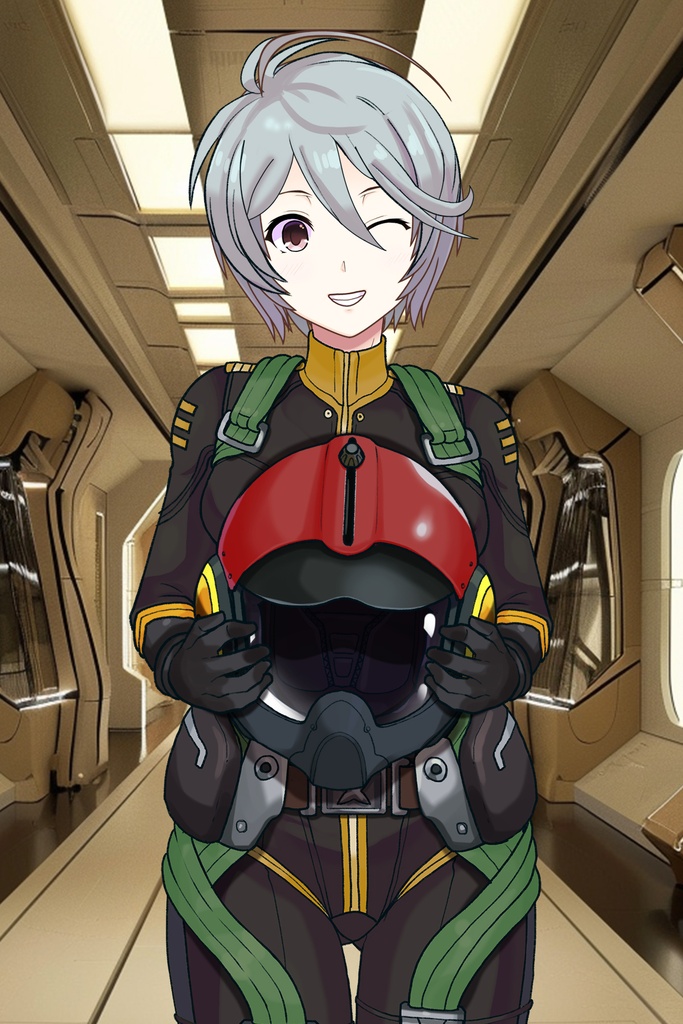 カレンちゃん+山本玲のパイロットスーツ【宇宙戦艦ヤマト2199-3】正面Sポーズ Front S-POSE Karen is wearing Akira Yamamoto's Pilot Suit【Space Battleship Yamato 2199-3】