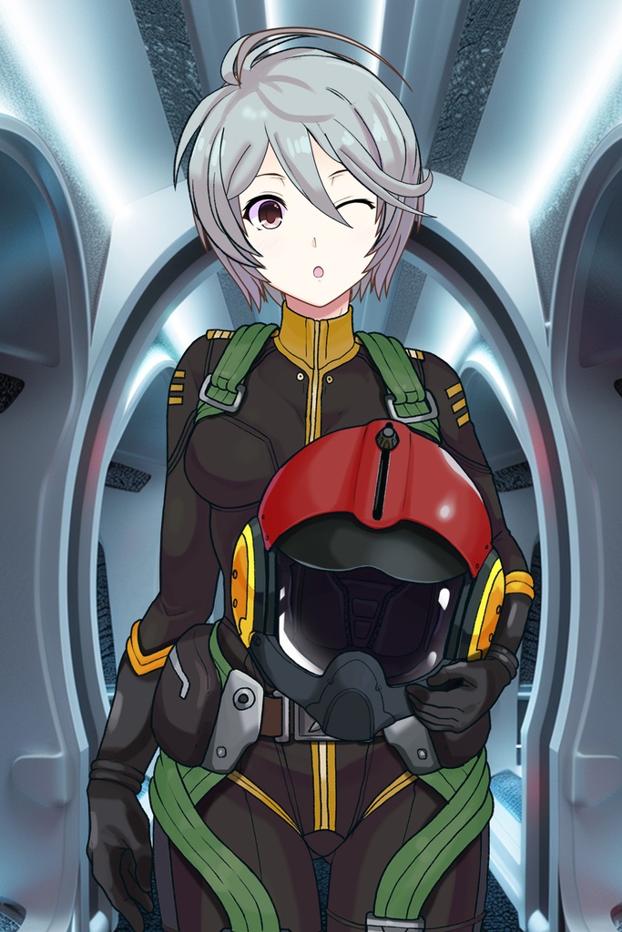 カレンちゃん+山本玲のパイロットスーツ【宇宙戦艦ヤマト2199-3】正面Sポーズ Front S-POSE Karen is wearing Akira Yamamoto's Pilot Suit【Space Battleship Yamato 2199-3】