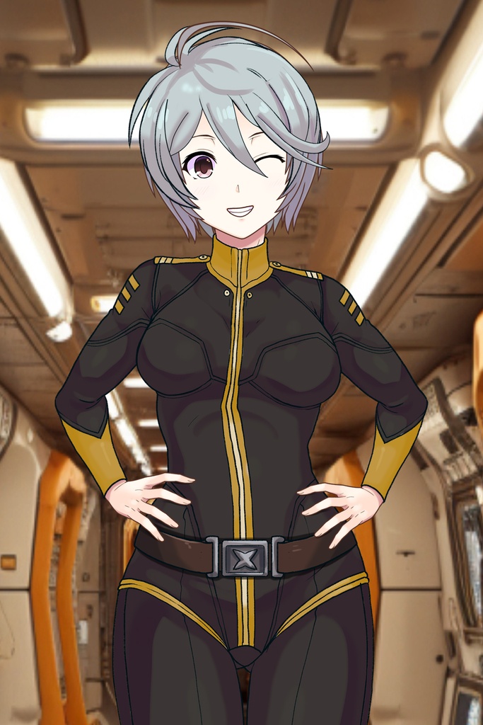 カレンちゃん+山本玲のパイロットスーツ【宇宙戦艦ヤマト2199-3】正面Sポーズ Front S-POSE Karen is wearing Akira Yamamoto's Pilot Suit【Space Battleship Yamato 2199-3】