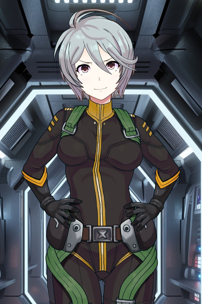 カレンちゃん+山本玲のパイロットスーツ【宇宙戦艦ヤマト2199-3】正面Sポーズ Front S-POSE Karen is wearing Akira Yamamoto's Pilot Suit【Space Battleship Yamato 2199-3】