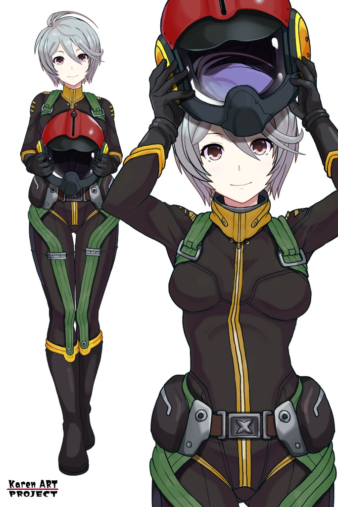 カレンちゃん+山本玲のパイロットスーツ【宇宙戦艦ヤマト2199-3】正面Sポーズ Front S-POSE Karen is wearing Akira Yamamoto's Pilot Suit【Space Battleship Yamato 2199-3】