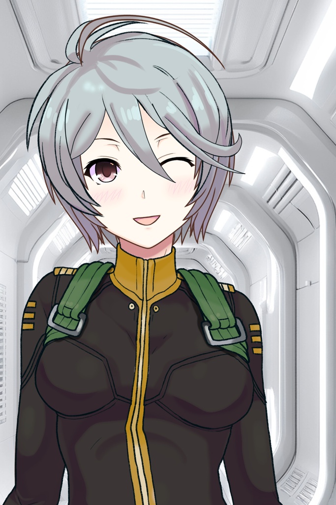 カレンちゃん+山本玲のパイロットスーツ【宇宙戦艦ヤマト2199-3】正面Sポーズ Front S-POSE Karen is wearing Akira Yamamoto's Pilot Suit【Space Battleship Yamato 2199-3】