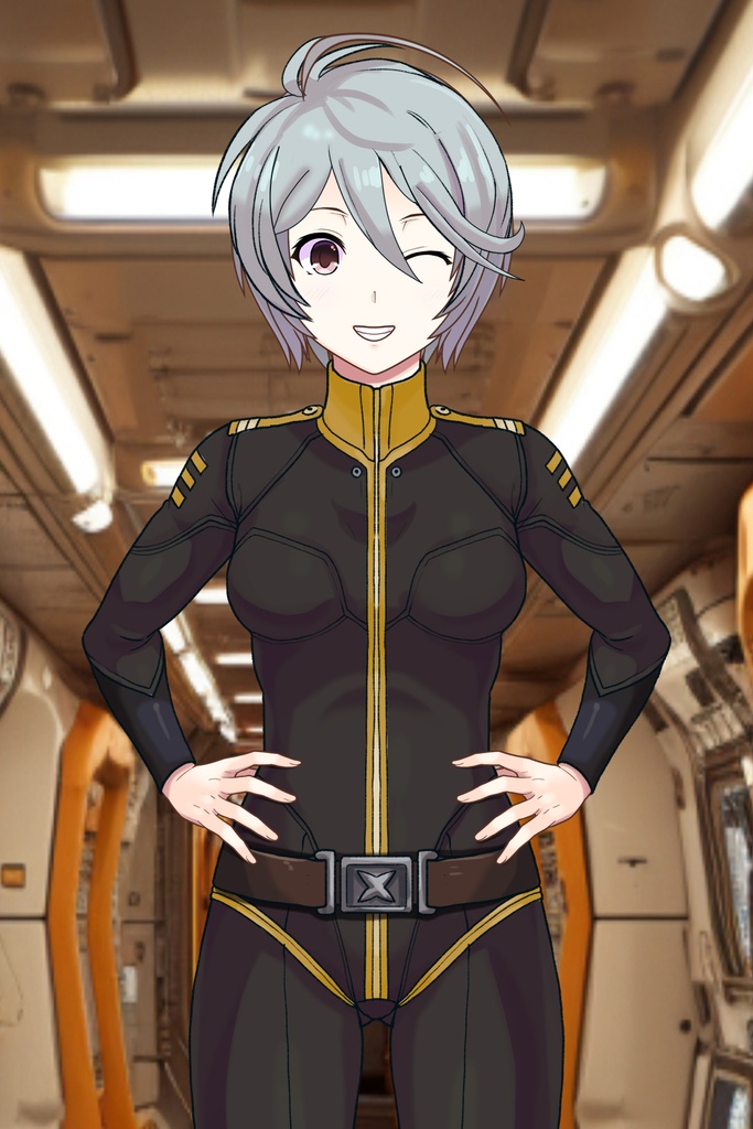 カレンちゃん+山本玲のパイロットスーツ【宇宙戦艦ヤマト2199-4】正面 Front Angle Karen is wearing Akira Yamamoto's Pilot Suit【Space Battleship Yamato 2199-4】