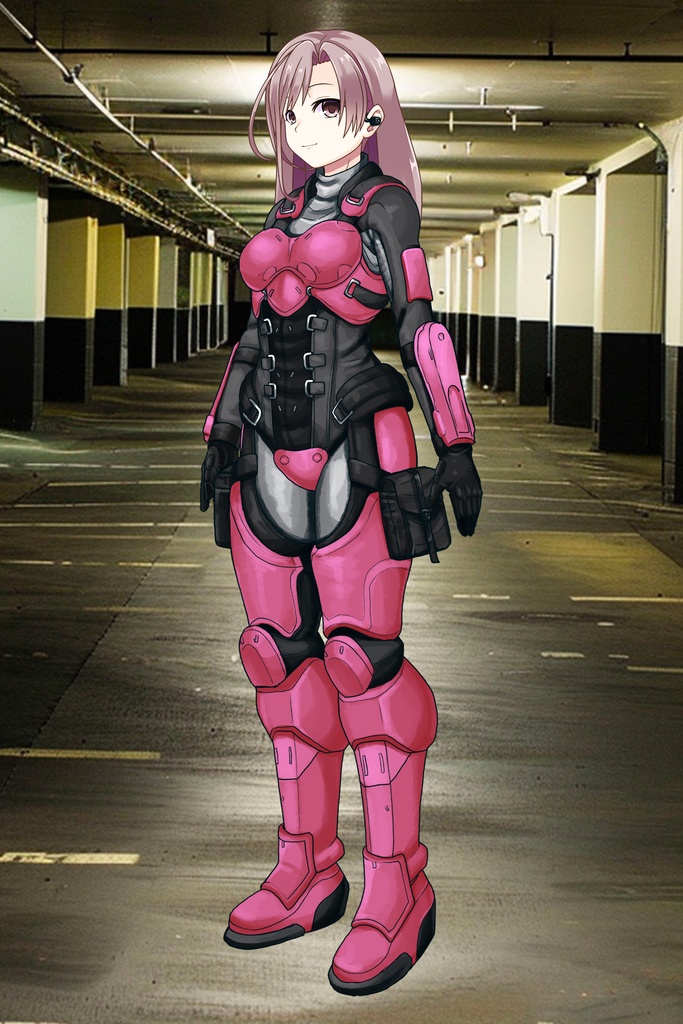 カレンちゃん+別班の犬の防弾スーツ(Karen Original Color Version)【別班の犬-1】斜め前アングル Diagonal front angle Karen is wearing Comic's Bulletproof Suit