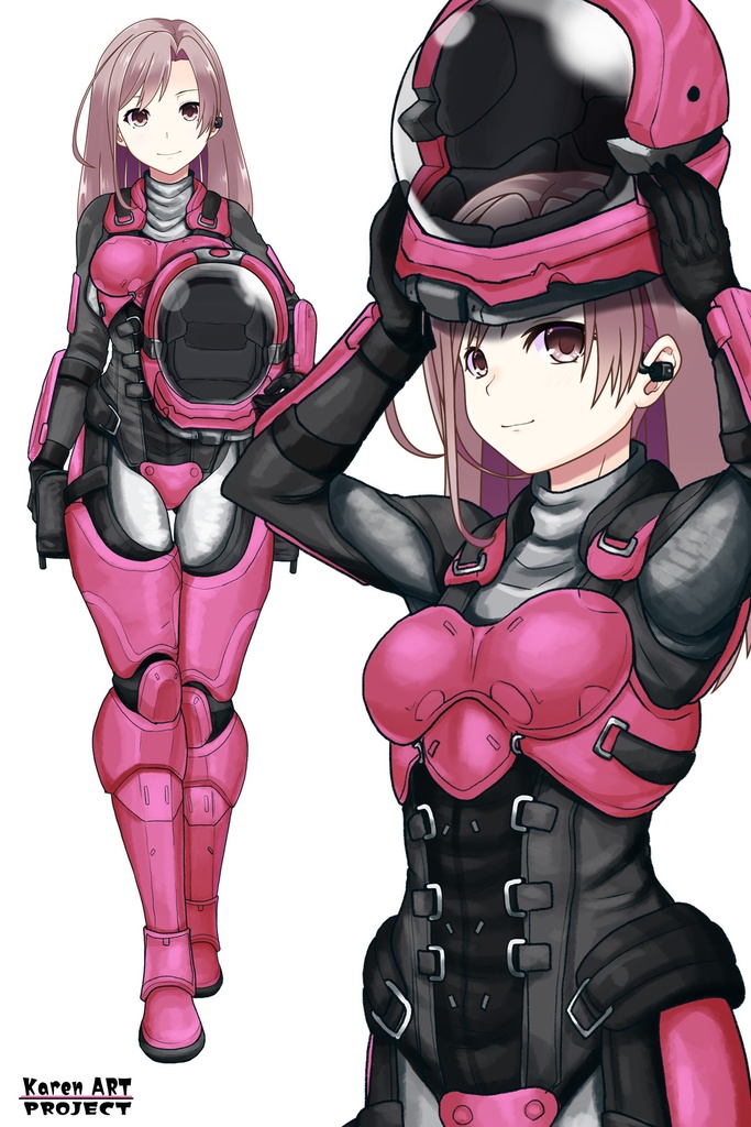 カレンちゃん+別班の犬の防弾スーツ(Karen Original Color Version)【別班の犬-1】斜め前アングル Diagonal front angle Karen is wearing Comic's Bulletproof Suit