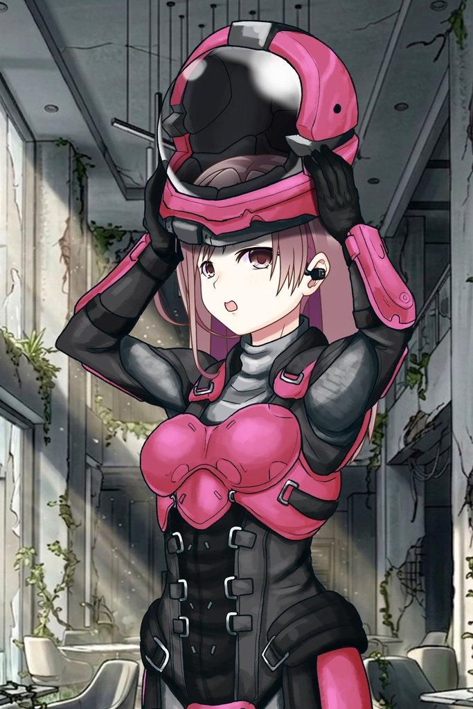 カレンちゃん+別班の犬の防弾スーツ(Karen Original Color Version)【別班の犬-1】斜め前アングル Diagonal front angle Karen is wearing Comic's Bulletproof Suit