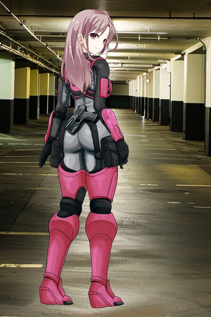 カレンちゃん+別班の犬の防弾スーツ(Karen Original Color Version)【別班の犬-2】斜め前アングル Diagonal front angle Karen is wearing Comic's Bulletproof Suit