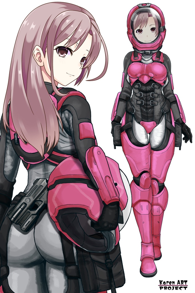 カレンちゃん+別班の犬の防弾スーツ(Karen Original Color Version)【別班の犬-2】斜め前アングル Diagonal front angle Karen is wearing Comic's Bulletproof Suit