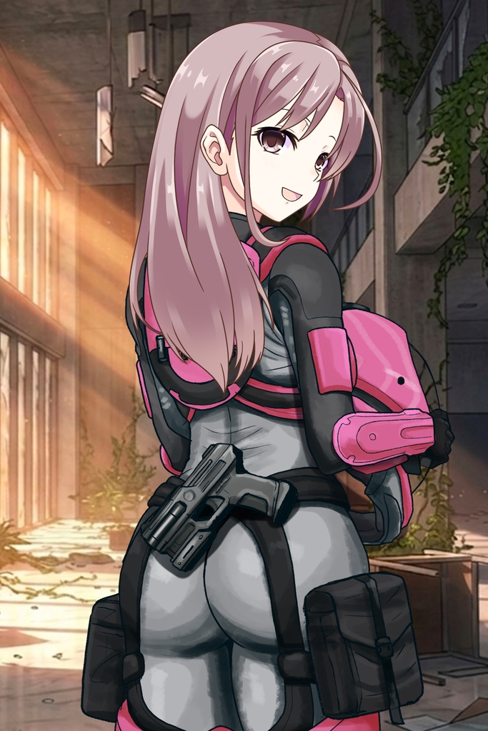 カレンちゃん+別班の犬の防弾スーツ(Karen Original Color Version)【別班の犬-2】斜め前アングル Diagonal front angle Karen is wearing Comic's Bulletproof Suit