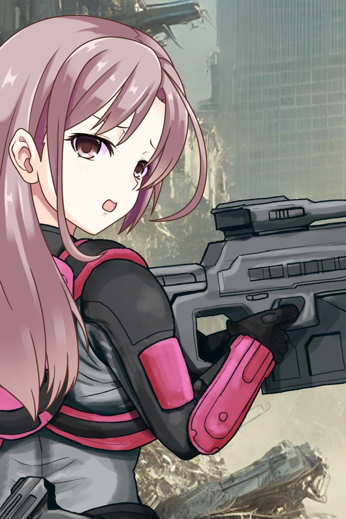 カレンちゃん+別班の犬の防弾スーツ(Karen Original Color Version)【別班の犬-2】斜め前アングル Diagonal front angle Karen is wearing Comic's Bulletproof Suit