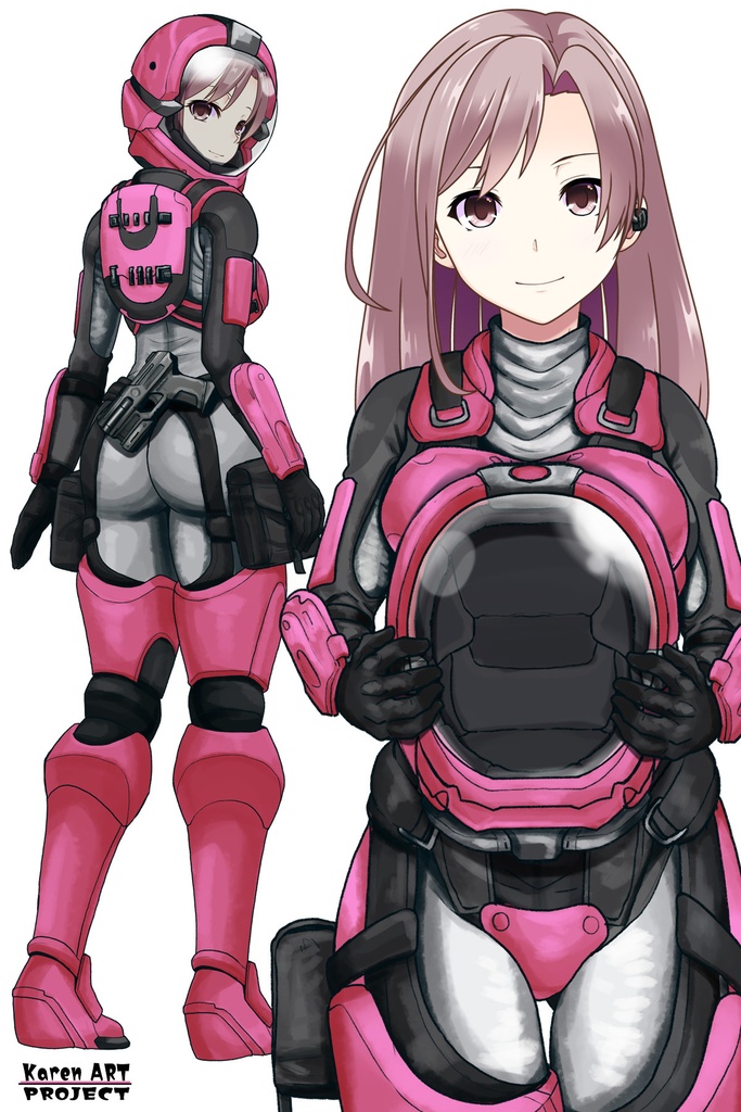 カレンちゃん+別班の犬の防弾スーツ(Karen Original Color Version)【別班の犬-3】斜め前アングル Diagonal front angle Karen is wearing Comic's Bulletproof Suit
