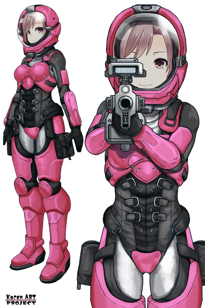 カレンちゃん+別班の犬の防弾スーツ(Karen Original Color Version)【別班の犬-4】斜め前アングル Diagonal front angle Karen is wearing Comic's Bulletproof Suit