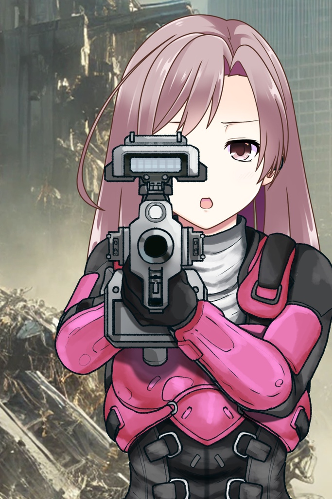 カレンちゃん+別班の犬の防弾スーツ(Karen Original Color Version)【別班の犬-4】斜め前アングル Diagonal front angle Karen is wearing Comic's Bulletproof Suit