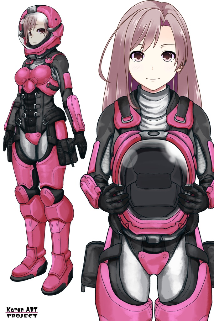 カレンちゃん+別班の犬の防弾スーツ(Karen Original Color Version)【別班の犬-4】斜め前アングル Diagonal front angle Karen is wearing Comic's Bulletproof Suit