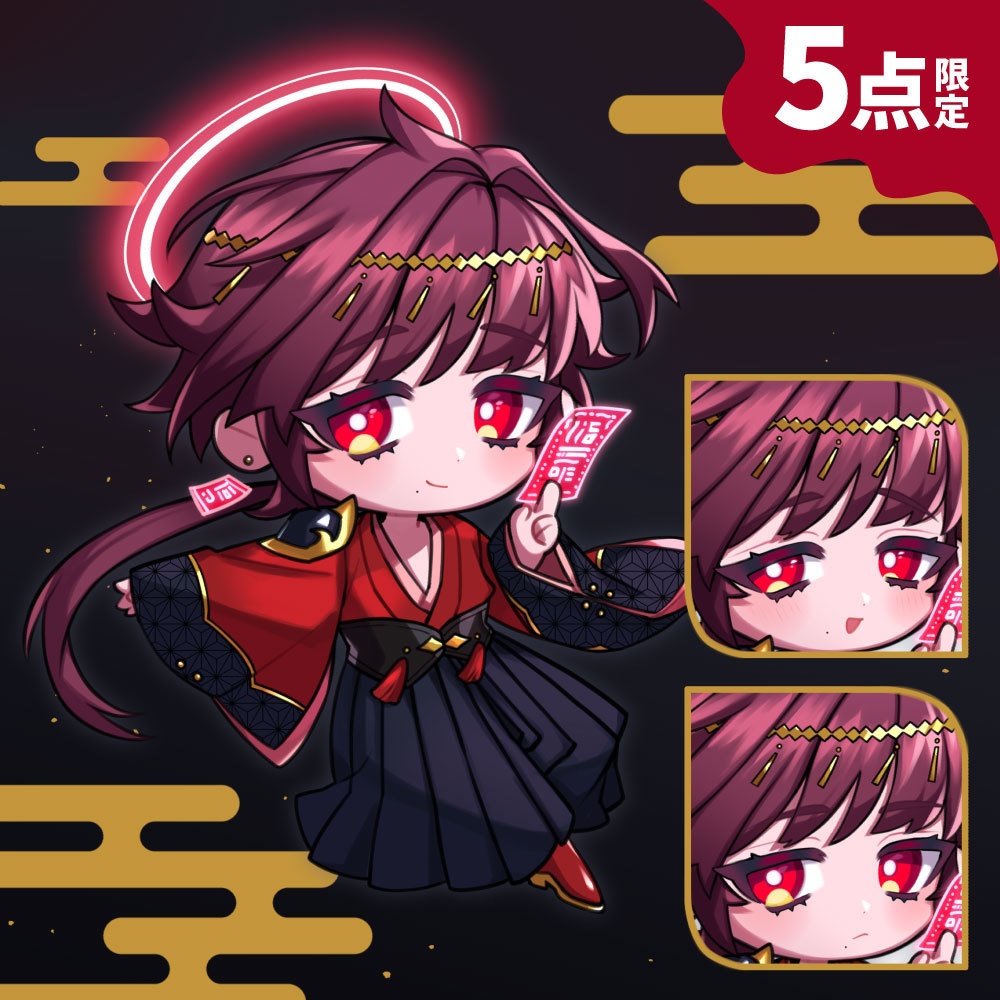 【SD立ち絵素材】赤ネオン仙侠｜表情差分2種【5点限定】