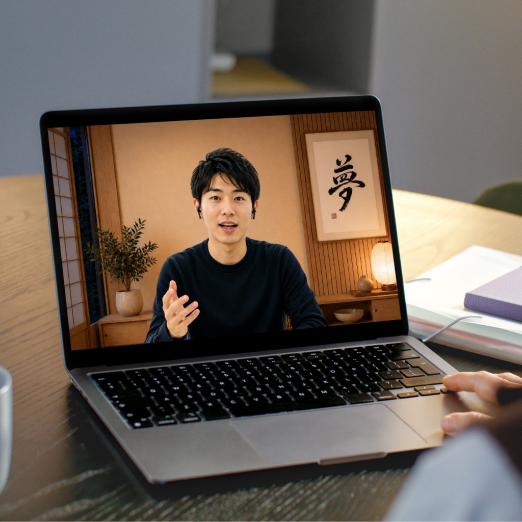 【Web会議用背景】和モダン×筆文字「夢」|昼夕夜3枚
