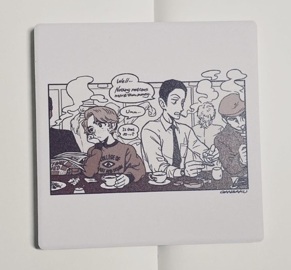 けむたいカフェの白雲石コースター(コルク底)